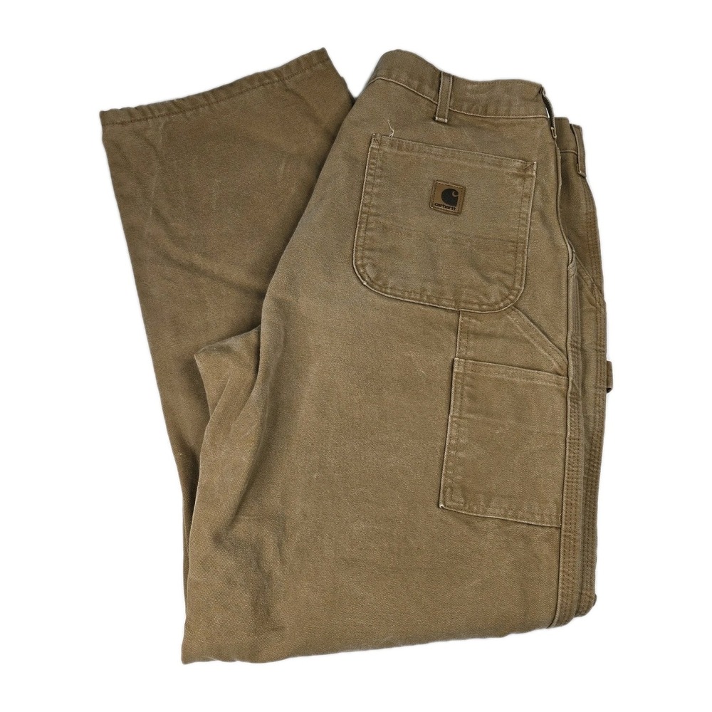 Vintage Carhartt Flannel Lined Carpenter Pants 32x32 Brown USA Dungaree Fit 90s